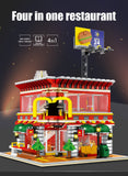 LEGO 1729pcs City Street View 4 In 1 LED Restaurant Architecture House Car Truck Model Building Blocks Toys