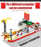 LEGO 1729pcs City Street View 4 In 1 LED Restaurant Architecture House Car Truck Model Building Blocks Toys