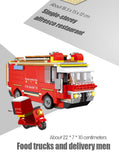 LEGO 1729pcs City Street View 4 In 1 LED Restaurant Architecture House Car Truck Model Building Blocks Toys