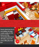 LEGO 1729pcs City Street View 4 In 1 LED Restaurant Architecture House Car Truck Model Building Blocks Toys