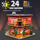 LEGO 1729pcs City Street View 4 In 1 LED Restaurant Architecture House Car Truck Model Building Blocks Toys