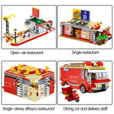 LEGO 1729pcs City Street View 4 In 1 LED Restaurant Architecture House Car Truck Model Building Blocks Toys