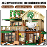LEGO 2059Pcs Creative Cafe Coffee Shop Model Building Blocks City Street View Casual House Figures Bricks
