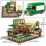 LEGO 2059Pcs Creative Cafe Coffee Shop Model Building Blocks City Street View Casual House Figures Bricks