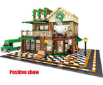 LEGO 2059Pcs Creative Cafe Coffee Shop Model Building Blocks City Street View Casual House Figures Bricks