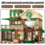 LEGO 2059Pcs Creative Cafe Coffee Shop Model Building Blocks City Street View Casual House Figures Bricks
