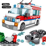 LEGO Ambulance Military Building Blocks Rescue Car Sets Truck Bricks Educational City Car Construction