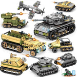 LEGO 1061PCS 8in2 WW2 Army truck Tank Building Block Military Car plane Weapon Soldier Figure model Bricks