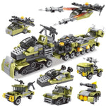 LEGO  Military 296PCS 6IN1 WW2 Soldier Truck Building Block Army Weapon tank Car helicopter figures Bricks