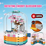 LEGO Creative LED Light Rotating Box Building Blocks Friends City Street View Cherry Blossom House Tree Bricks Toys for Kids