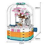 LEGO Creative LED Light Rotating Box Building Blocks Friends City Street View Cherry Blossom House Tree Bricks Toys for Kids