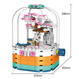 LEGO Creative LED Light Rotating Box Building Blocks Friends City Street View Cherry Blossom House Tree Bricks Toys for Kids
