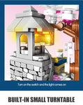 LEGO Creative LED Light Rotating Box Building Blocks Friends City Street View Cherry Blossom House Tree Bricks Toys for Kids