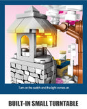 LEGO Creative LED Light Rotating Box Building Blocks Friends City Street View Cherry Blossom House Tree Bricks Toys for Kids