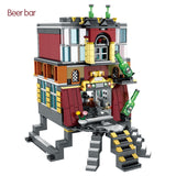 LEGO 5-in-1 USB Light Nightclub House Building Blocks City Street View Series Figures Bricks Education Toys