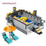 LEGO 5-in-1 USB Light Nightclub House Building Blocks City Street View Series Figures Bricks Education Toys