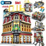 LEGO 5-in-1 USB Light Nightclub House Building Blocks City Street View Series Figures Bricks Education Toys