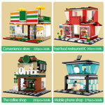 LEGO City Street View Building Blocks Architecture House Food Shop Retail Store Cafe Restaurant KTV Bricks Kids Toy