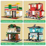 LEGO City Street View Building Blocks Architecture House Food Shop Retail Store Cafe Restaurant KTV Bricks Kids Toy