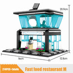 LEGO City Street View Building Blocks Architecture House Food Shop Retail Store Cafe Restaurant KTV Bricks Kids Toy