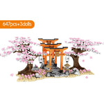 LEGO City Street View Idea Sakura Inari Shrine Bricks Friends Cherry Blossom Technic Creator House Tree Building Blocks Toys