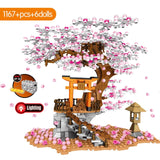 LEGO City Street View Idea Sakura Inari Shrine Bricks Friends Cherry Blossom Technic Creator House Tree Building Blocks Toys