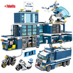 LEGO 960PCS City Police Station House Car Building Blocks Technic SWAT Team Truck Bricks motorcycle Educational Toys