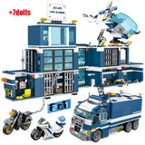 LEGO 960PCS City Police Station House Car Building Blocks Technic SWAT Team Truck Bricks motorcycle Educational Toys