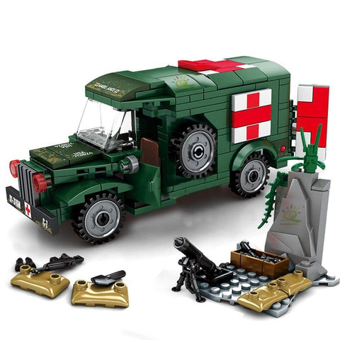 LEGO 262PCS Military WW2 Ambulance model Building Blocks Army truck US Soldier Bricks SET Educational car