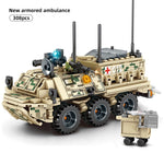 LEGO 308pcs Military Panzer Tank Model Building Blocks WW2 Army Truck Armored ambulance Soldier Figures