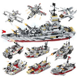 LEGO  958pcs 8in1 Army Marine Warship Cruiser Building Blocks Military Ship Aircraft Bricks city Construction