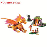 LEGO Elves Fire Dragon Lava Cave Figures Building Block 446pcs Fairy Building Bricks