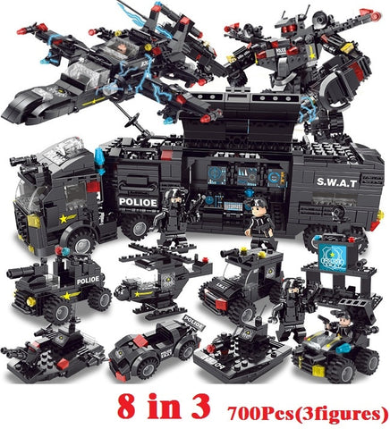 LEGO Compatible Module City Mobile Police Series SWAT City Police Truck Station Blocks Bricks