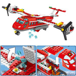 LEGO 433pcs City Fire Patrol Aircraft Plane Building Blocks Airplane Helicopter Motor Car Model Bricks