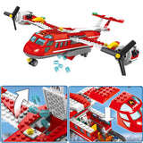 LEGO 433pcs City Fire Patrol Aircraft Plane Building Blocks Airplane Helicopter Motor Car Model Bricks