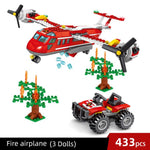 LEGO 433pcs City Fire Patrol Aircraft Plane Building Blocks Airplane Helicopter Motor Car Model Bricks