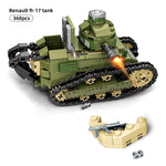 LEGO Block 368PCS WW2 Renault FT17 Panzer Tiger Tank Military Building Army Soldier Weapon figure Bricks