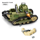 LEGO Block 368PCS WW2 Renault FT17 Panzer Tiger Tank Military Building Army Soldier Weapon figure Bricks