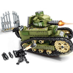 LEGO Block 368PCS WW2 Renault FT17 Panzer Tiger Tank Military Building Army Soldier Weapon figure Bricks