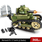 LEGO Block 368PCS WW2 Renault FT17 Panzer Tiger Tank Military Building Army Soldier Weapon figure Bricks