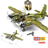 LEGO 559pcs Military Ju-88 bombing plane Building Block WW2 Helicopter Army weapon soldier model bricks