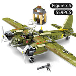 LEGO 559pcs Military Ju-88 bombing plane Building Block WW2 Helicopter Army weapon soldier model bricks