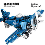 LEGO Military Technic Aircraft F4-U WW2 plane War II Spitfire Fighter For assemble building blocks bricks