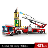 LEGO City Rescue Fire Engine Building Blocks Firefighter Figure Sets Ladder Fire Trucks Rescue Car