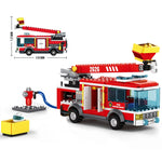 LEGO 275pcs City Fire Ladder Truck Model Building Blocks Compatible Fireman Figures Bricks