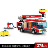 LEGO 275pcs City Fire Ladder Truck Model Building Blocks Compatible Fireman Figures Bricks