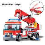 LEGO 244pcs Fire Fighting Car Buildings Block Ldder car Rescue vehicle Police Truck City Technic Fire Brick Model