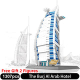 LEGO 1307PCS World Famous Classic Streetview Architecture Building Blocks The Burj Al Arab Hotel 3D Model Bricks