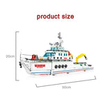 LEGO  Block 893PCS City Police Assembly Ship Model Building Blocks Military Emergency Rescue Boat Figures Bricks