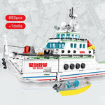 LEGO  Block 893PCS City Police Assembly Ship Model Building Blocks Military Emergency Rescue Boat Figures Bricks